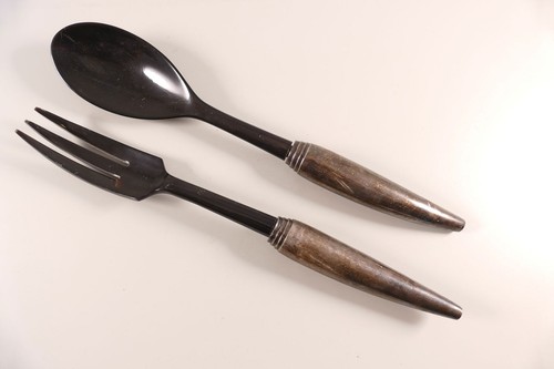 Salatbesteck silber schwarz - salatbesteck,