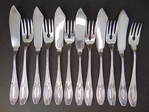 12tlg jugendstil fischbesteck - 12tlg.,